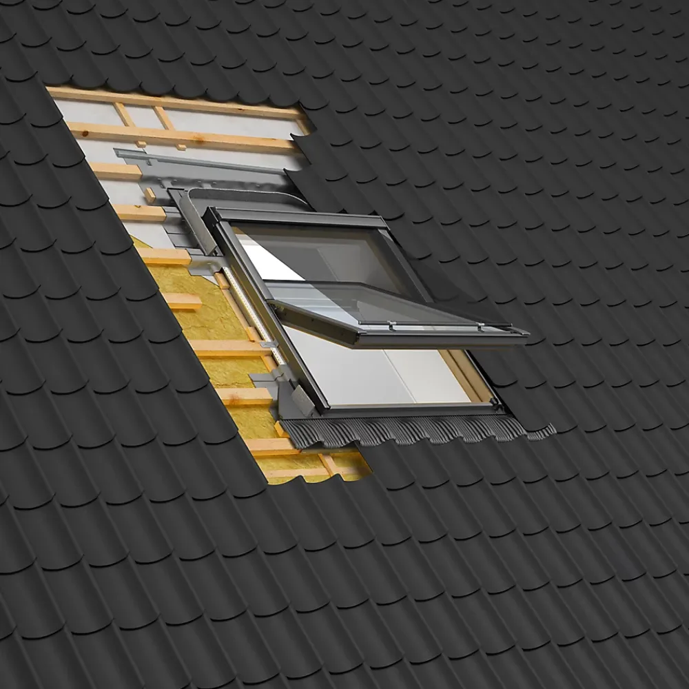 Velux Raccord fenêtre de toit simple sur tuiles EDW SK06 gris- Raccord, Habillage Et Bloc Isolant De Fenêtre De Toit