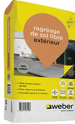 Weber Saint-Gobain Ragréage de sol fibré extérieur Weber 25kg- Ragréage Et Primaire Pour Carrelage