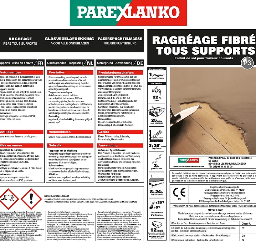 Parexlanko Ragréage Et Primaire Pour Carrelage<Ragréage fibré tous supports 25 kg