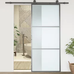 Homcom Rail porte coulissante 2 m avec quincaillerie - kit de rail pour porte coulissante 100Kg - acier au carbone noir- Porte Coulissante