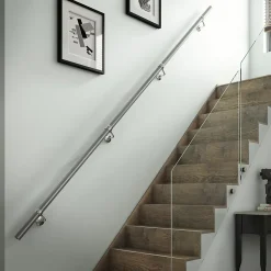 Fortia Rampe arrondie pour escalier en acier coloris argent- Accessoire D'Escalier