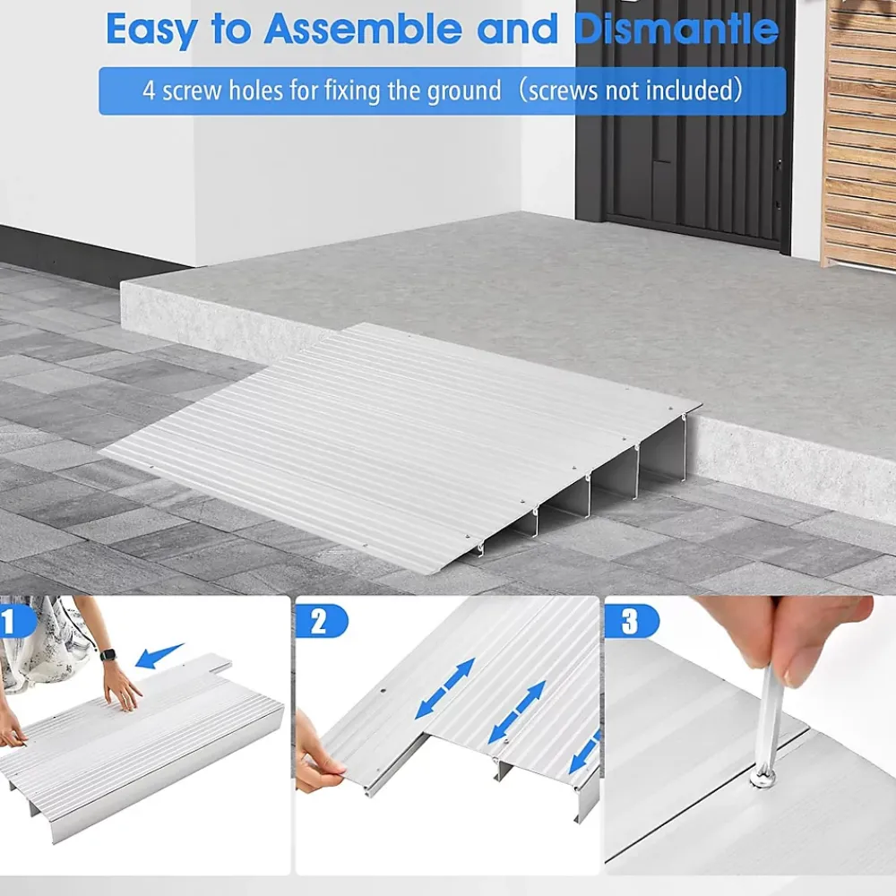 Giantex Rampe de seuil de Porte Charge 317KG Hauteur réglable Cadre en Aluminium Robuste Surface Antidérapante- Barre De Seuil|Barre De Seuil