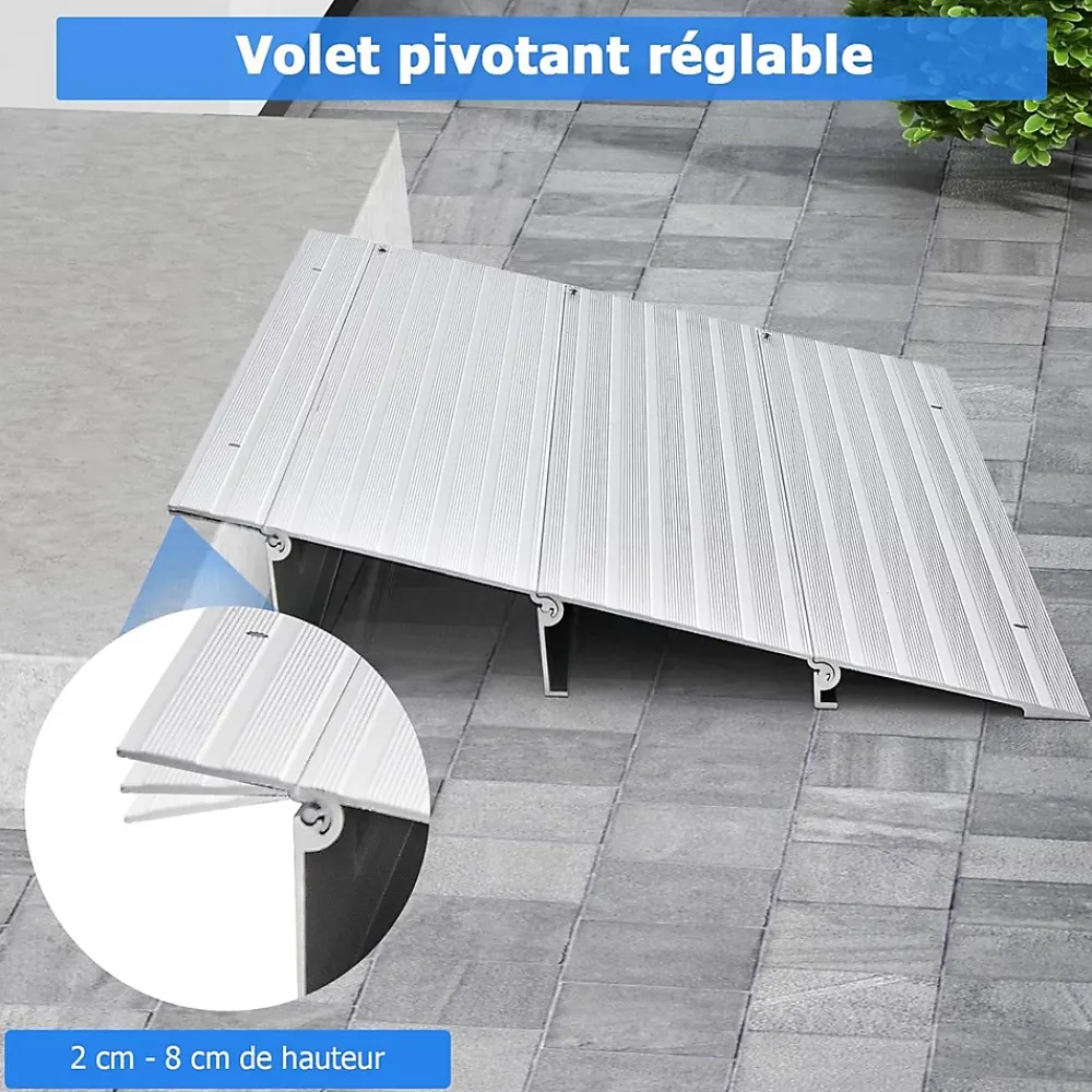 Giantex Barre De Seuil|Barre De Seuil<Rampe de seuil de Porte Charge 317KG Hauteur réglable Cadre en Aluminium Robuste Surface Antidérapante