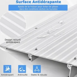Giantex Rampe de seuil de Porte Charge 317KG Hauteur réglable Cadre en Aluminium Robuste Surface Antidérapante- Barre De Seuil|Barre De Seuil