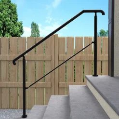 AICA Sanitaire Accessoire D'Escalier<Rampe d'escalier L.162cm - acier inox 201 - 4 à 5 Marches - Noir Garde Corps - Angle Reglable de 0-60 - Exterieur et Interieur
