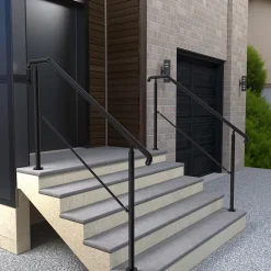 AICA Sanitaire Accessoire D'Escalier<Rampe d'escalier L.162cm - acier inox 201 - 4 à 5 Marches - Noir Garde Corps - Angle Reglable de 0-60 - Exterieur et Interieur