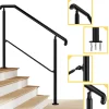 AICA Sanitaire Accessoire D'Escalier<Rampe d'escalier L.136cm - acier inox 201 - 3 à 4 Marches - Noir Garde Corps - Angle Reglable de 0-60 - Exterieur et Interieur