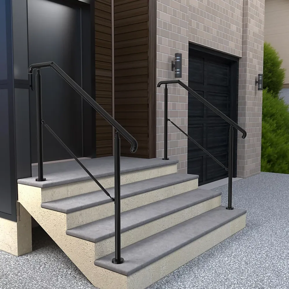 AICA Sanitaire Accessoire D'Escalier<Rampe d'escalier L.136cm - acier inox 201 - 3 à 4 Marches - Noir Garde Corps - Angle Reglable de 0-60 - Exterieur et Interieur