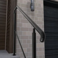 AICA Sanitaire Accessoire D'Escalier<Rampe d'escalier L.136cm - acier inox 201 - 3 à 4 Marches - Noir Garde Corps - Angle Reglable de 0-60 - Exterieur et Interieur