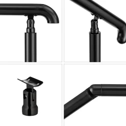 AICA Sanitaire Accessoire D'Escalier<Rampe d'escalier L.136cm - acier inox 201 - 3 à 4 Marches - Noir Garde Corps - Angle Reglable de 0-60 - Exterieur et Interieur