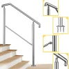 AICA Sanitaire Accessoire D'Escalier<Rampe d'escalier L.136cm - acier inox 201 - 3 à 4 Marches - Argent Garde Corps - Angle Reglable de 0-60 - Exterieur et Interieur