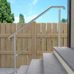 AICA Sanitaire Accessoire D'Escalier<Rampe d'escalier L.162cm - acier inox 201 - 4 à 5 Marches - Argent Garde Corps - Angle Reglable de 0-60 - Exterieur et Interieur