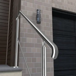 AICA Sanitaire Accessoire D'Escalier<Rampe d'escalier L.162cm - acier inox 201 - 4 à 5 Marches - Argent Garde Corps - Angle Reglable de 0-60 - Exterieur et Interieur