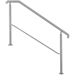 AICA Sanitaire Accessoire D'Escalier<Rampe d'escalier L.162cm - acier inox 201 - 4 à 5 Marches - Argent Garde Corps - Angle Reglable de 0-60 - Exterieur et Interieur