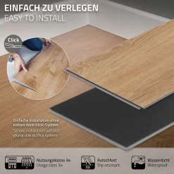 Ml-Design Revêtement de sol à clic en PVC 3,08m²/14 planches 122x18cm marron clair aspect chêne- Dalle Et Lame Pvc