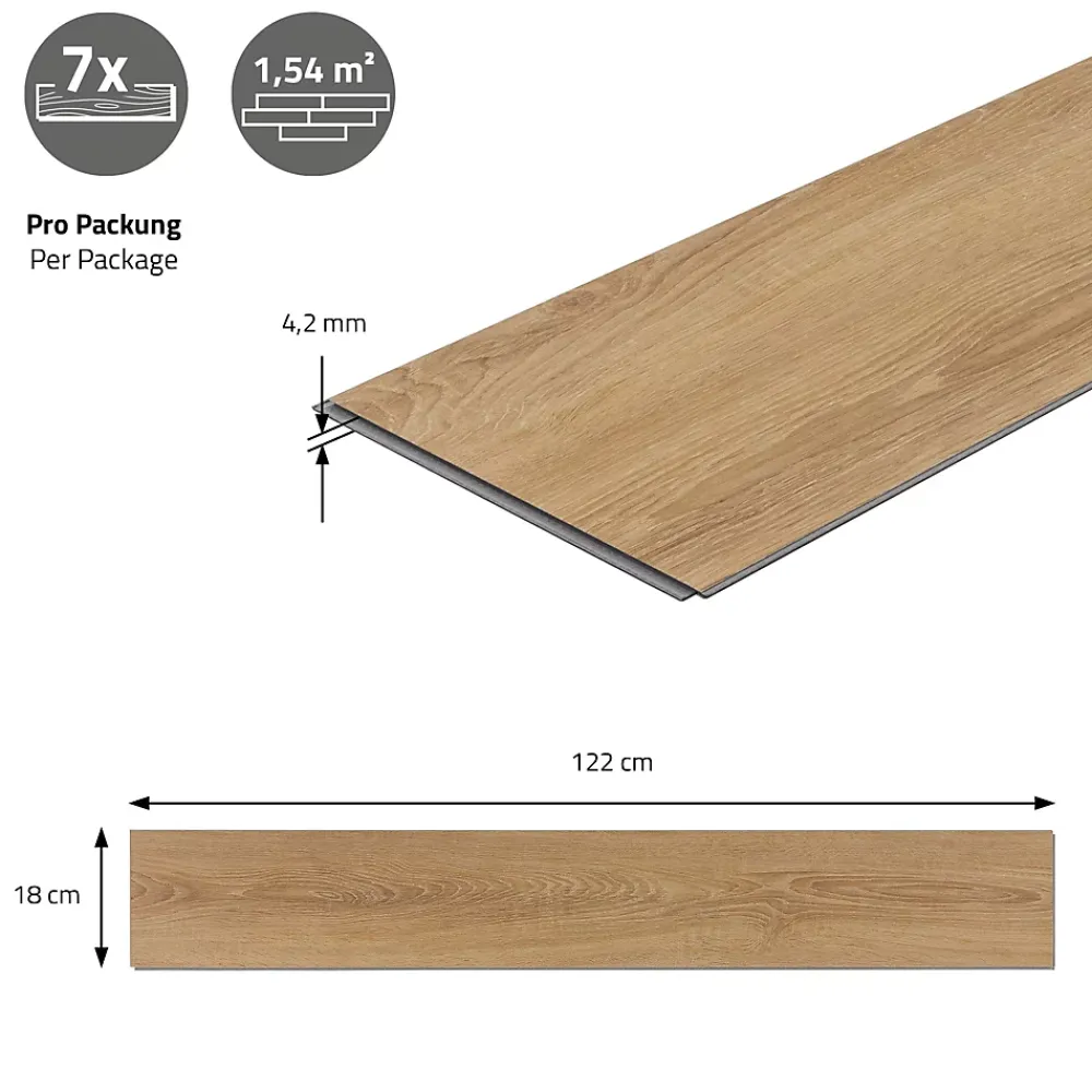 Ml-Design Revêtement de sol à clic en PVC 3,08m²/14 planches 122x18cm marron clair aspect chêne- Dalle Et Lame Pvc