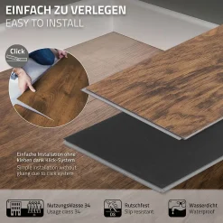 Ml-Design Revêtement de sol à clic en PVC 3,08 m² / 14 planches 122 x 18 cm marron aspect acacia- Dalle Et Lame Pvc