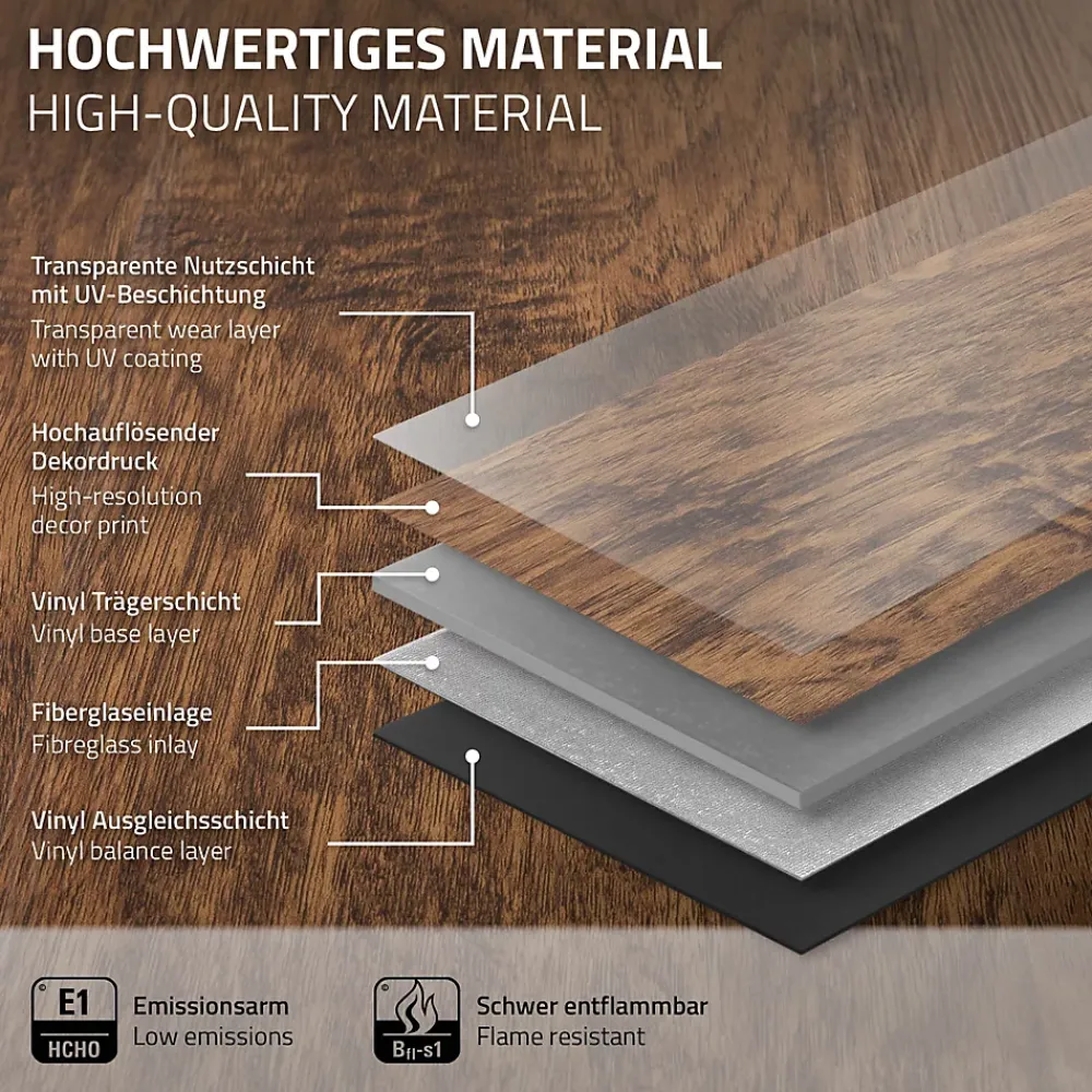 Ml-Design Revêtement de sol à clic en PVC 3,08 m² / 14 planches 122 x 18 cm marron aspect acacia- Dalle Et Lame Pvc