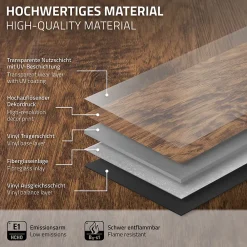 Ml-Design Revêtement de sol à clic en PVC 6,16 m² / 28 planches 122 x 18 cm marron aspect acacia- Dalle Et Lame Pvc
