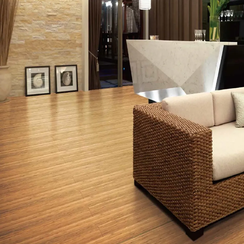 GoodHome Revêtement de sol à coller Rayong 2 M en bambou verni- Parquet Contrecollé|Voir Tous Les Parquets