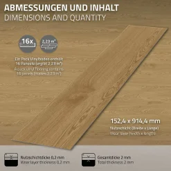 Ml-Design Revêtement de sol autocollant en PVC 2,23m²/16 planches 91,5x15,3cm naturel aspect chêne- Dalle Et Lame Pvc