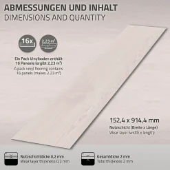 Ml-Design Revêtement de sol autocollant en PVC 6,69m²/48 planches 91,5x15,3cm blanc aspect chêne- Dalle Et Lame Pvc