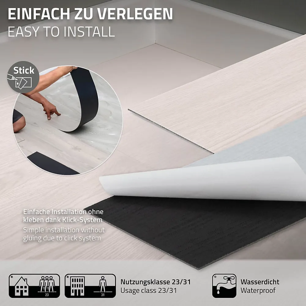 Ml-Design Dalle Et Lame Pvc<Revêtement de sol autocollant en PVC 11,15m²/80 planches 91,5x15,3cm blanc aspect chêne