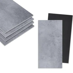 Neu.Holz Revêtement de sol vinyle SPC à clipser Aldire 10 planches 1,86 m² gris effet béton- Dalle Et Lame Pvc