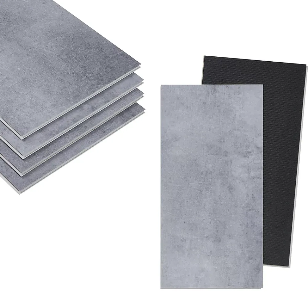 Neu.Holz Revêtement de sol vinyle SPC à clipser Aldire 10 planches 1,86 m² gris effet béton- Dalle Et Lame Pvc