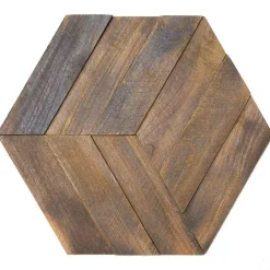 Wanda Collection Revêtement en teck recyclé naturel hexagonal plaque 28 x 24 cm- Plaquette De Parement|Plaquette De Parement