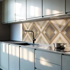 Wallfluent Revêtement Mural PVC 50x50 cm Motif Géométrique À Carreaux 4 pièces- Lambris Mural