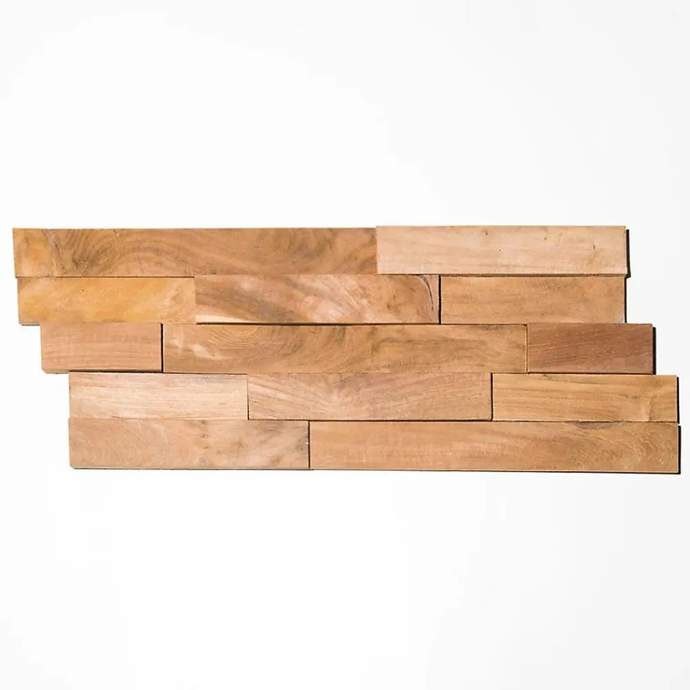 Wanda Collection Revêtement parement en teck recyclé naturel barette 20cm x50cm- Plaquette De Parement|Plaquette De Parement
