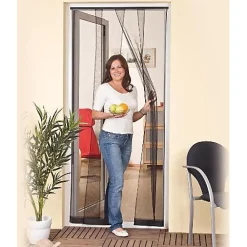 Rideau moustiquaire de porte en pvc gris 100 x h.220 cm- Moustiquaire Pour Fenêtre