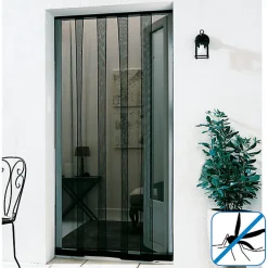 Rideau moustiquaire de porte en pvc gris 100 x h.220 cm- Moustiquaire Pour Fenêtre