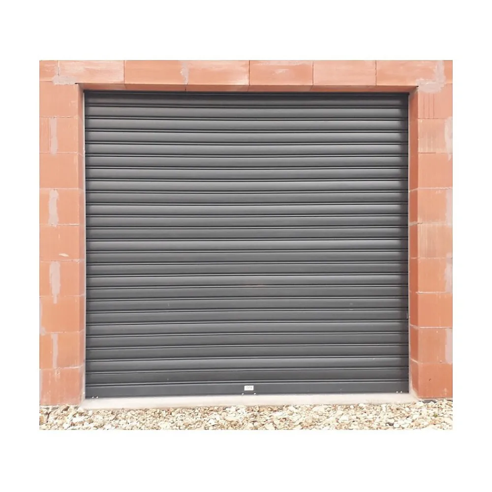 4M Rideau Métallique Gris RAL7016 Motorisé 220V Lames Pleines 9/10ème L5500 H2500 PREMIUM- Porte De Garage Enroulable