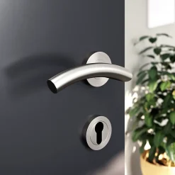 GoodHome Rosace de fonction rond à visser cylindre Duod effet nickel satin gris Ø50mm- Poignée De Porte