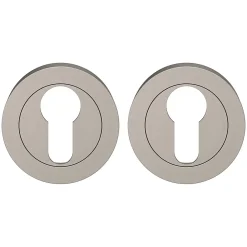 GoodHome Rosace de fonction rond à visser cylindre Duod effet nickel satin gris Ø50mm- Poignée De Porte