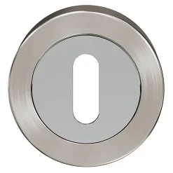 GoodHome Poignée De Porte<Rosace de fonction rond à visser à serrure Duod Zamac effet chrome et nickel satin gris Ø52mm
