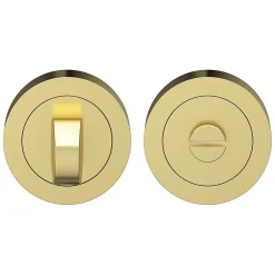 GoodHome Poignée De Porte<Rosace de fonction rond à visser à condamnation Duod effet laiton satin or Ø50mm
