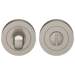 GoodHome Poignée De Porte<Rosace de fonction rond à visser à condamnation Duod essential effet nickel satin gris Ø50mm