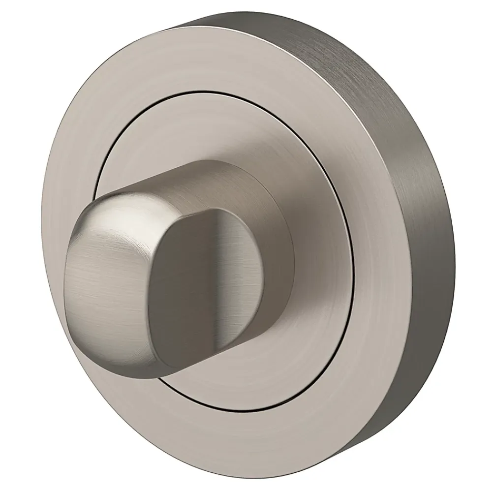 GoodHome Poignée De Porte<Rosace de fonction rond à visser à condamnation Duod essential effet nickel satin gris Ø50mm