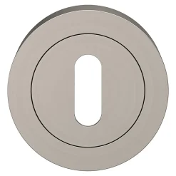 GoodHome Poignée De Porte<Rosace de fonction rond à visser Duod effet nickel satin gris Ø50mm