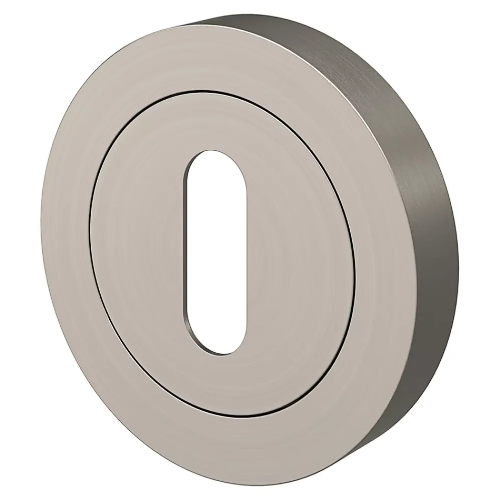 GoodHome Poignée De Porte<Rosace de fonction rond à visser Duod effet nickel satin gris Ø50mm