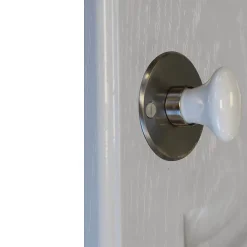 GoodHome Poignée De Porte<Rosace de fonction rond à visser à condamnation brillant argent Ø48mm