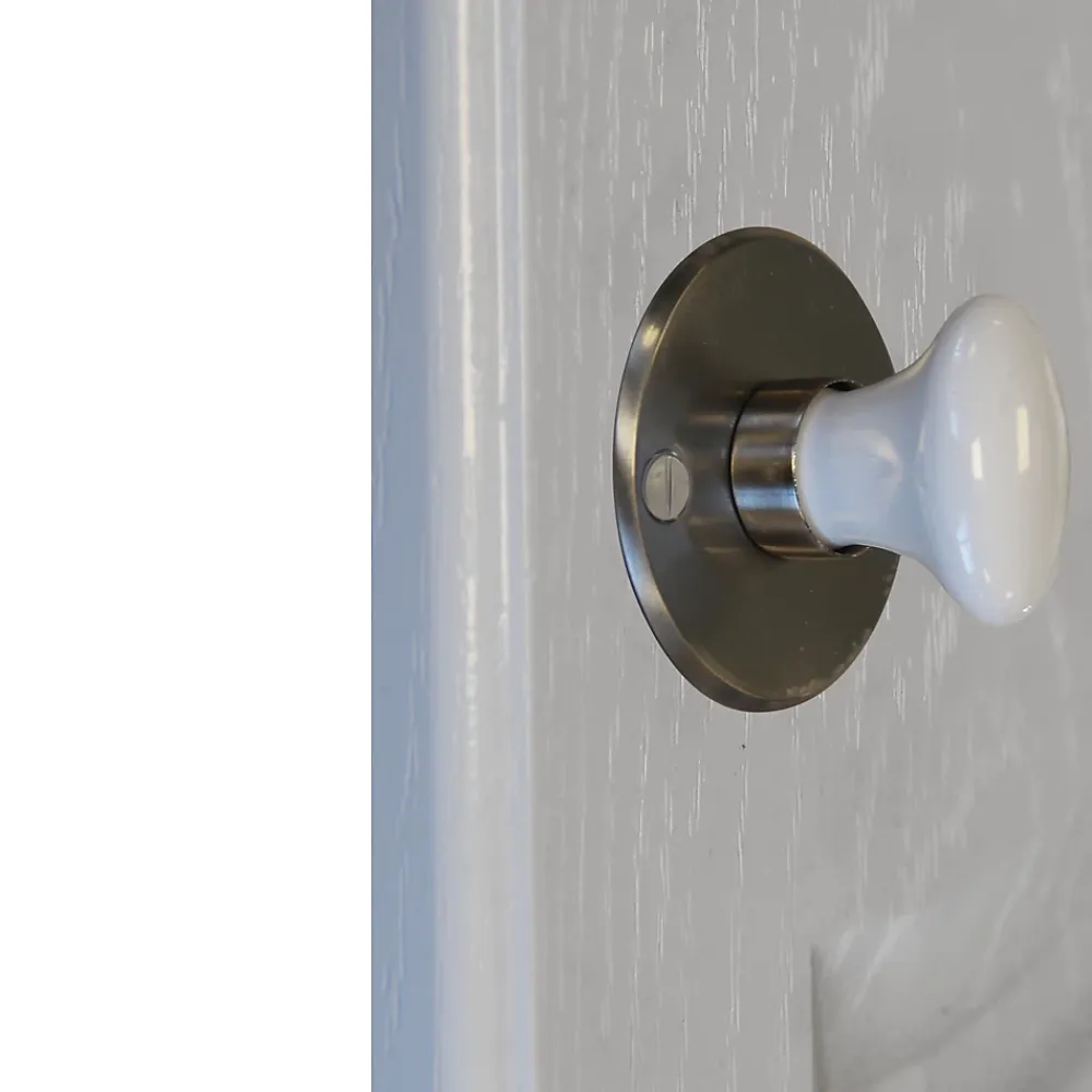 GoodHome Poignée De Porte<Rosace de fonction rond à visser à condamnation brillant argent Ø48mm