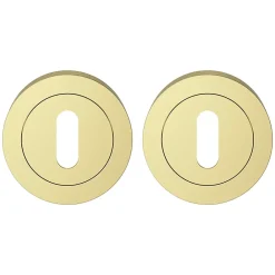 GoodHome Rosace de fonction rond à visser à serrure Duod effet laiton or Ø50mm- Poignée De Porte