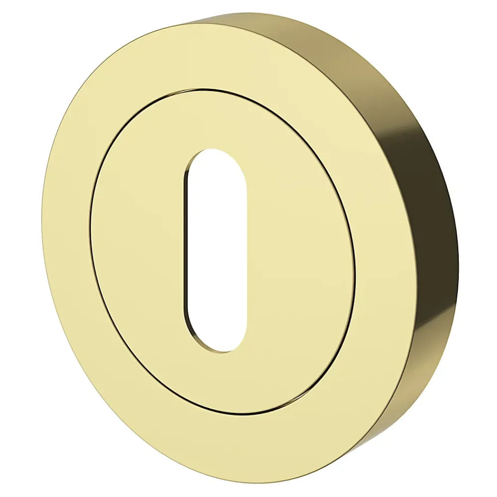 GoodHome Rosace de fonction rond à visser à serrure Duod effet laiton or Ø50mm- Poignée De Porte