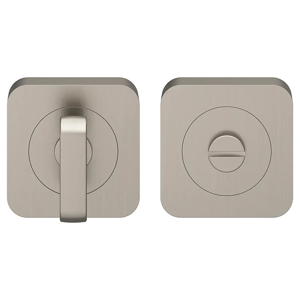 GoodHome Rosace de fonction rond à visser à condamnation Duod effet nickel satin gris Ø52.5mm- Poignée De Porte