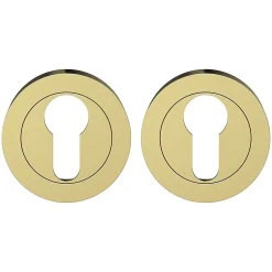 GoodHome Rosace de fonction rond à visser Duod effet laiton satin or Ø50mm- Poignée De Porte