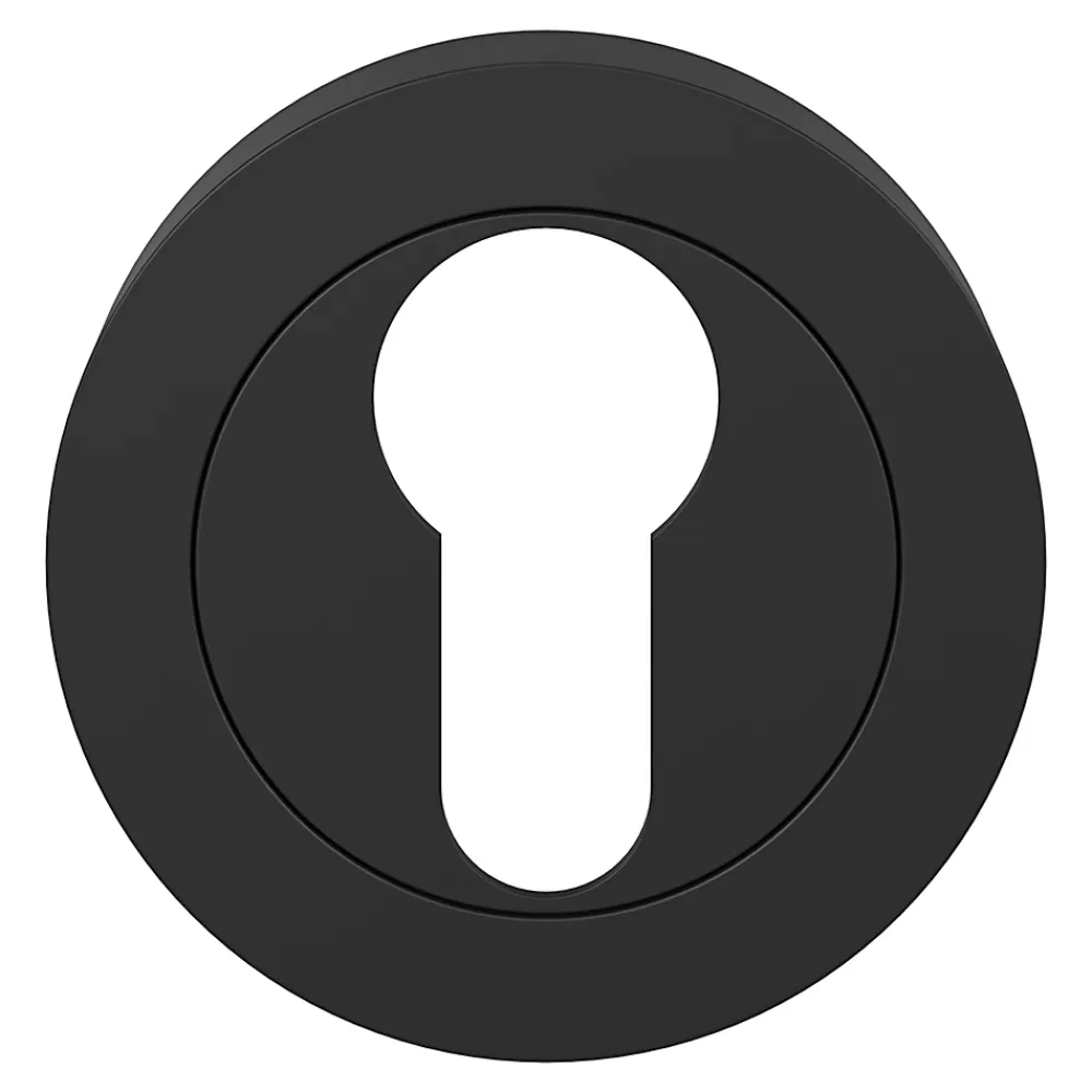 GoodHome Poignée De Porte<Rosace de fonction rond à visser Duod mat noir Ø50mm